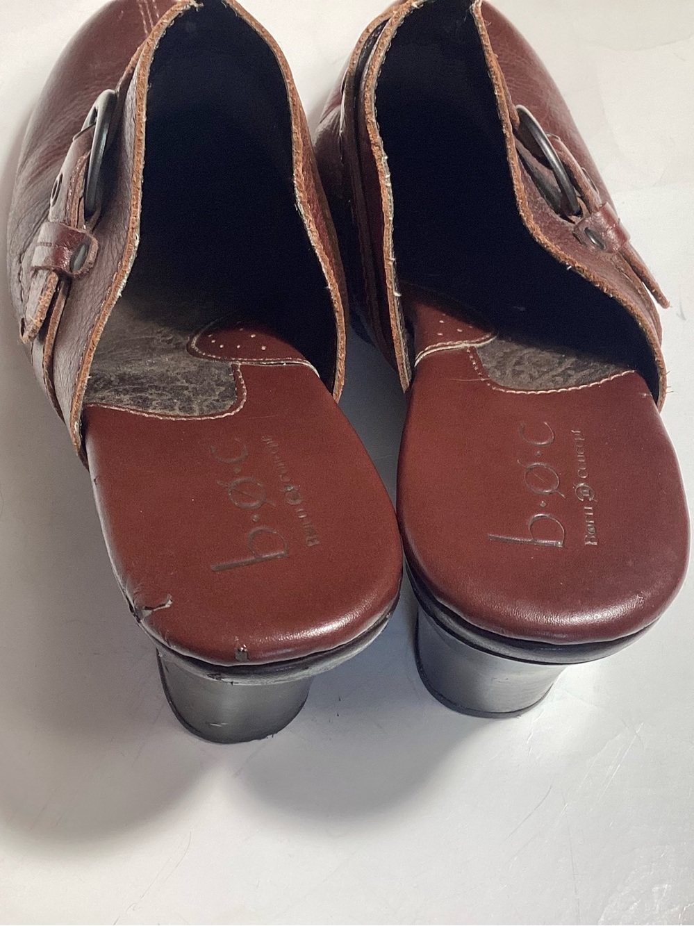 Born BOC Y2K Buckle Strap Leather Heeled Clog Mules 8/39 - Picture 6 of 16